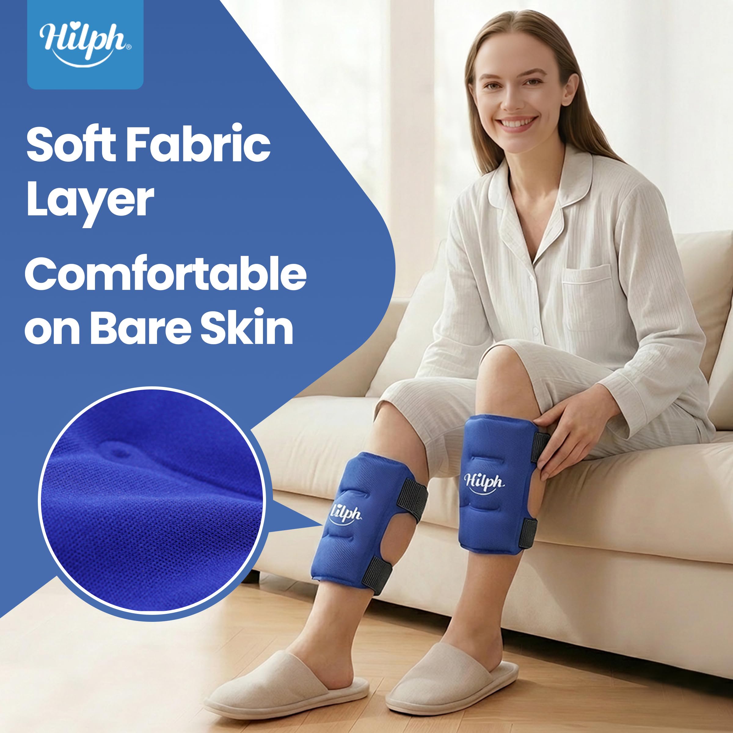 Hilph 2 Pcs Shin Splint Ice Pack - Reusable Calf Leg Hot & Cold Gel Compression Wrap for Swelling Tendonitis Sprains - Damaged Box
