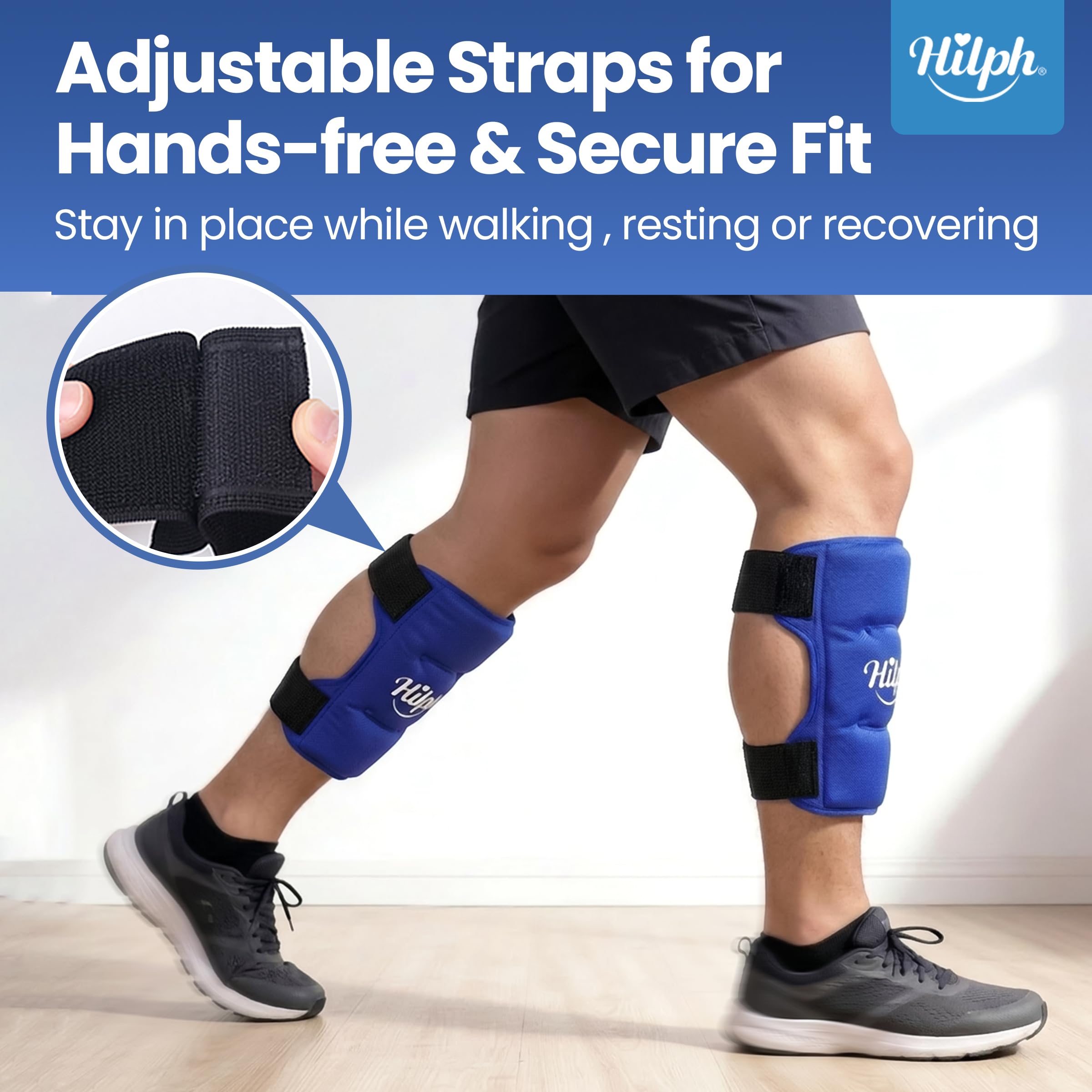 Hilph 2 Pcs Shin Splint Ice Pack - Reusable Calf Leg Hot & Cold Gel Compression Wrap for Swelling Tendonitis Sprains - Damaged Box