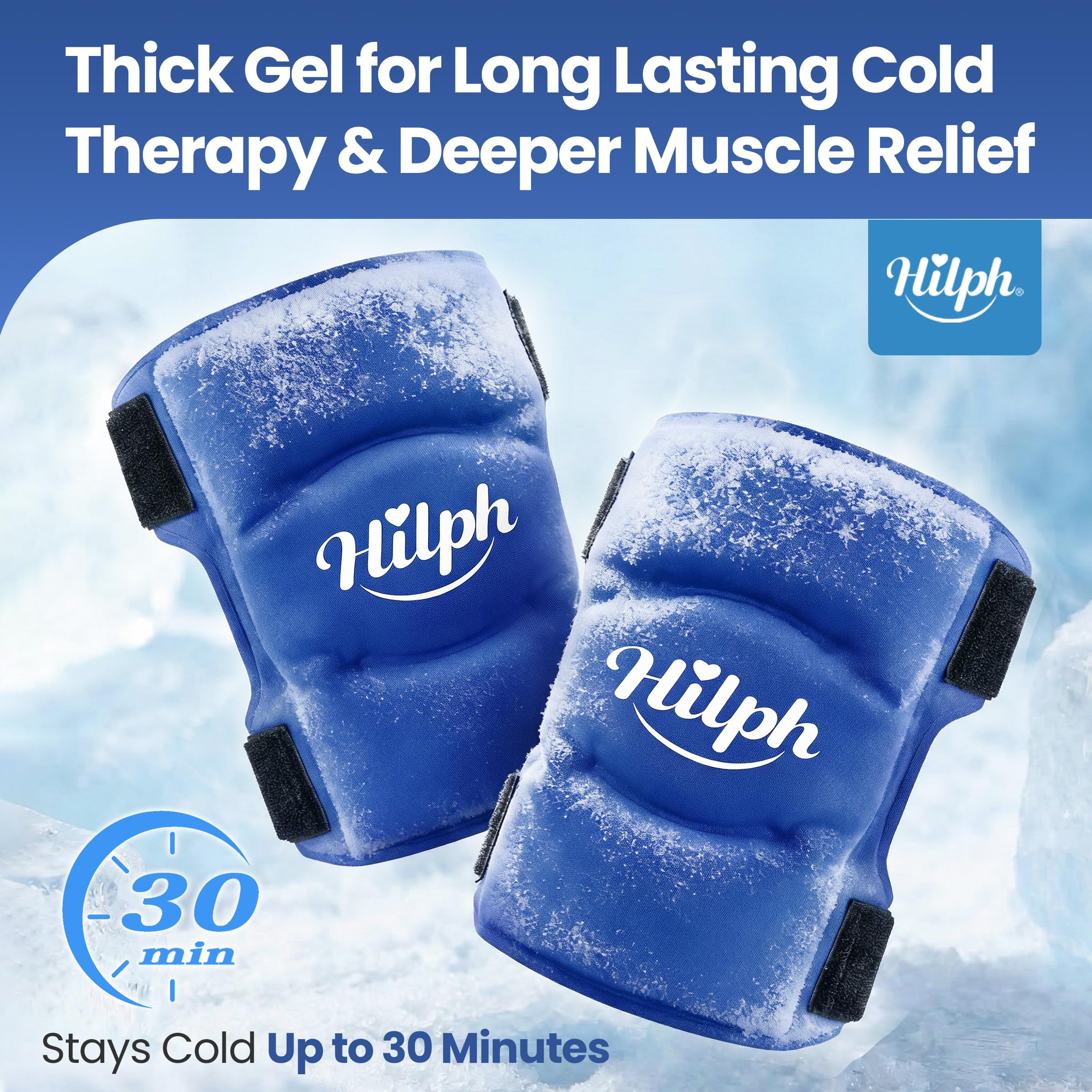 Hilph 2 Pcs Shin Splint Ice Pack - Reusable Calf Leg Hot & Cold Gel Compression Wrap for Swelling Tendonitis Sprains - Damaged Box