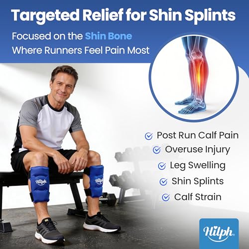 Hilph 2 Pcs Shin Splint Ice Pack - Reusable Calf Leg Hot & Cold Gel Compression Wrap for Swelling Tendonitis Sprains - Damaged Box