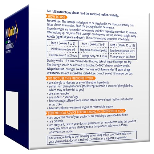 NiQuitin Mint Nicotine Lozenges 2mg - Stop Smoking Aid - 132 Count Quit Aid - Damaged Box - BBE 11/2027