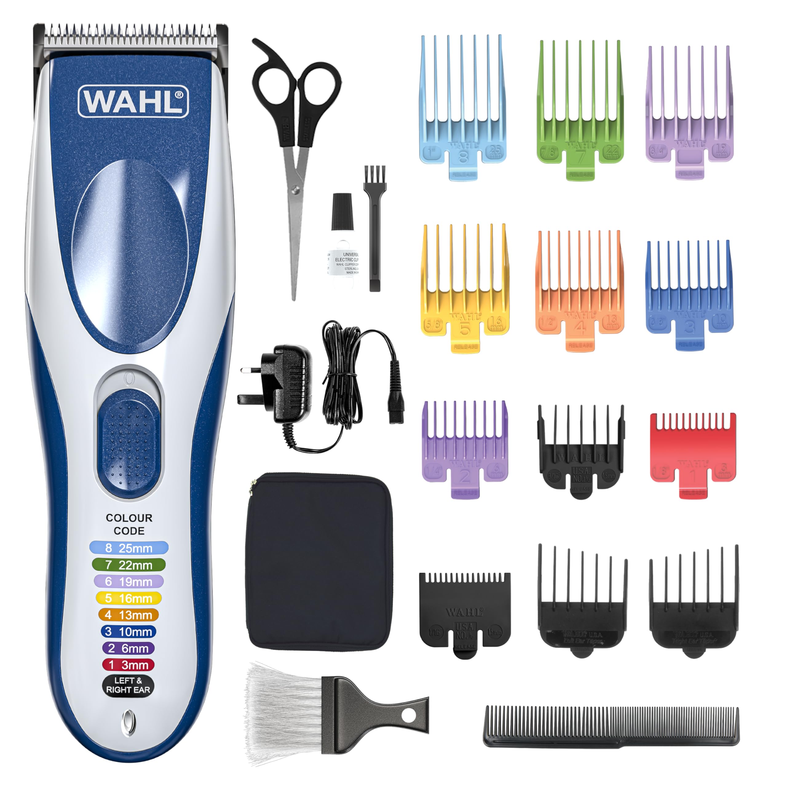 Wahl Colour Pro Cordless Hair Clipper - Family Friendly Kit with Colour-Coded Combs - Rechargeable Trimmer Set - Damaged Box