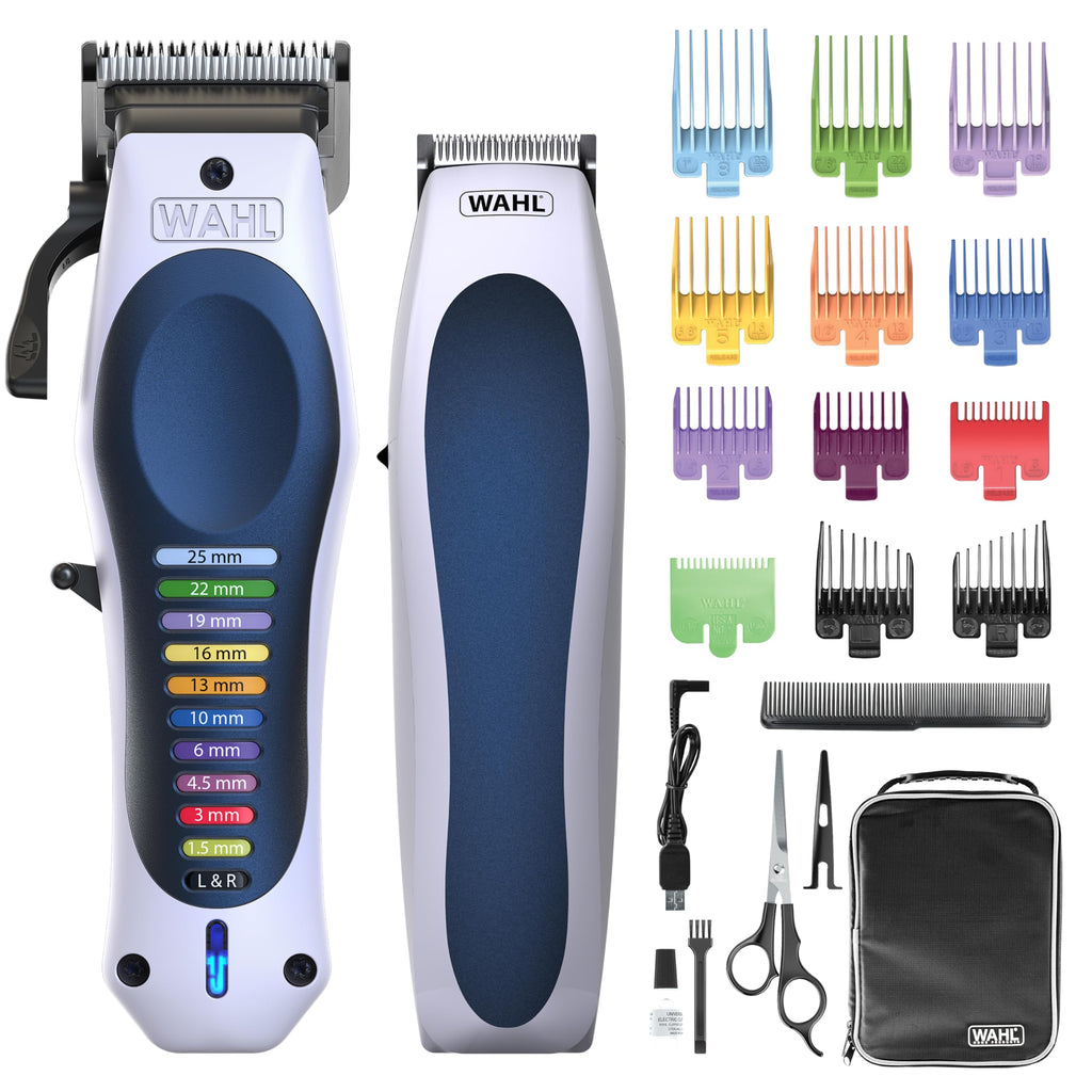 Wahl Colour Pro Cordless Hair Clipper - Family Friendly Kit with Colour-Coded Combs - Rechargeable Trimmer Set - Damaged Box