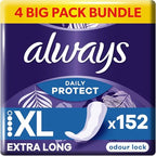 Always Daily Protect Extra Long Panty Liners - 4x38 Pack - Odour Lock - Side Protection - Comfortable - Damaged Box