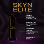 SKYN Elite Condoms - 24 Pack Ultra-Thin Latex Free Regular Size 53mm - SKYNFEEL Lubricated Smooth Surface - Damaged Box - BBE 04/2030
