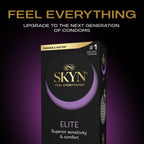 SKYN Elite Condoms - 24 Pack Ultra-Thin Latex Free Regular Size 53mm - SKYNFEEL Lubricated Smooth Surface - Damaged Box - BBE 04/2030