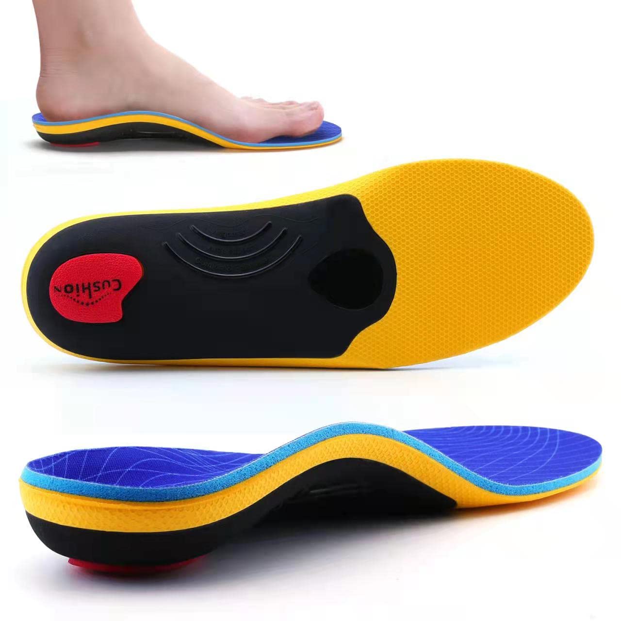 VALsole Orthotic Insole - Arch Support for Plantar Fasciitis, Flat Feet, Overpronation, Heel Pain - UK 9 (28cm) Blue - Damaged Box