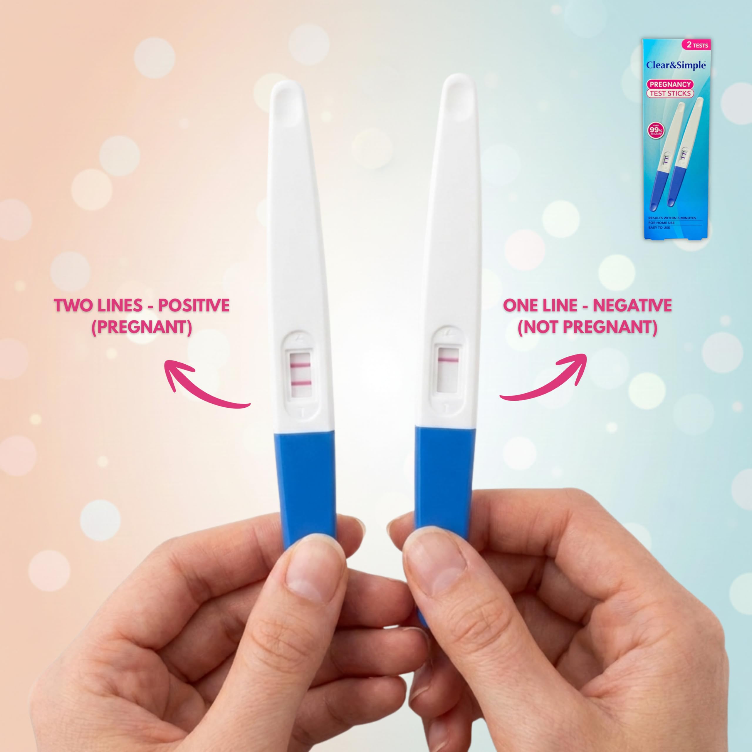 Clear & Simple Pregnancy Test 20 MIU Sensitivity Early Detection Pregnancy Test - 4 Pregnancy Tests Bundled with 4 Hygienic Urine Sample Pots - Damaged Box