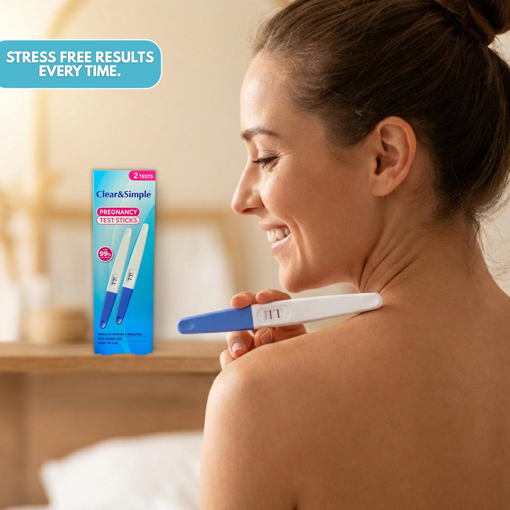 Clear & Simple Pregnancy Test 20 MIU Sensitivity Early Detection Pregnancy Test - 4 Pregnancy Tests Bundled with 4 Hygienic Urine Sample Pots - Damaged Box