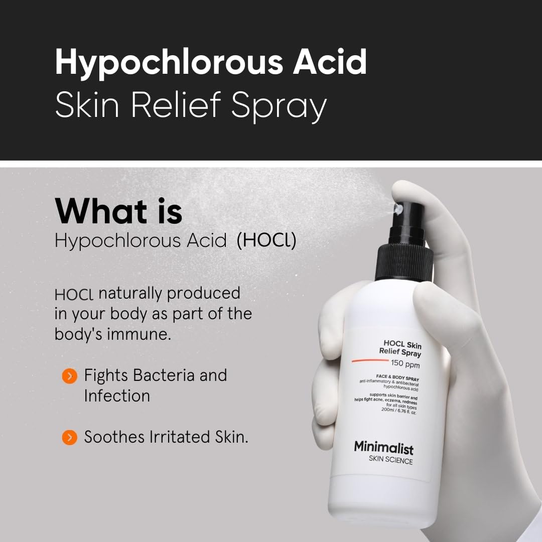 Minimalist Hypochlorous Acid Spray 200ml - HOCL Facial Mist for Acne, Eczema, Redness Relief, Post Workout Skin Care - Damaged Box