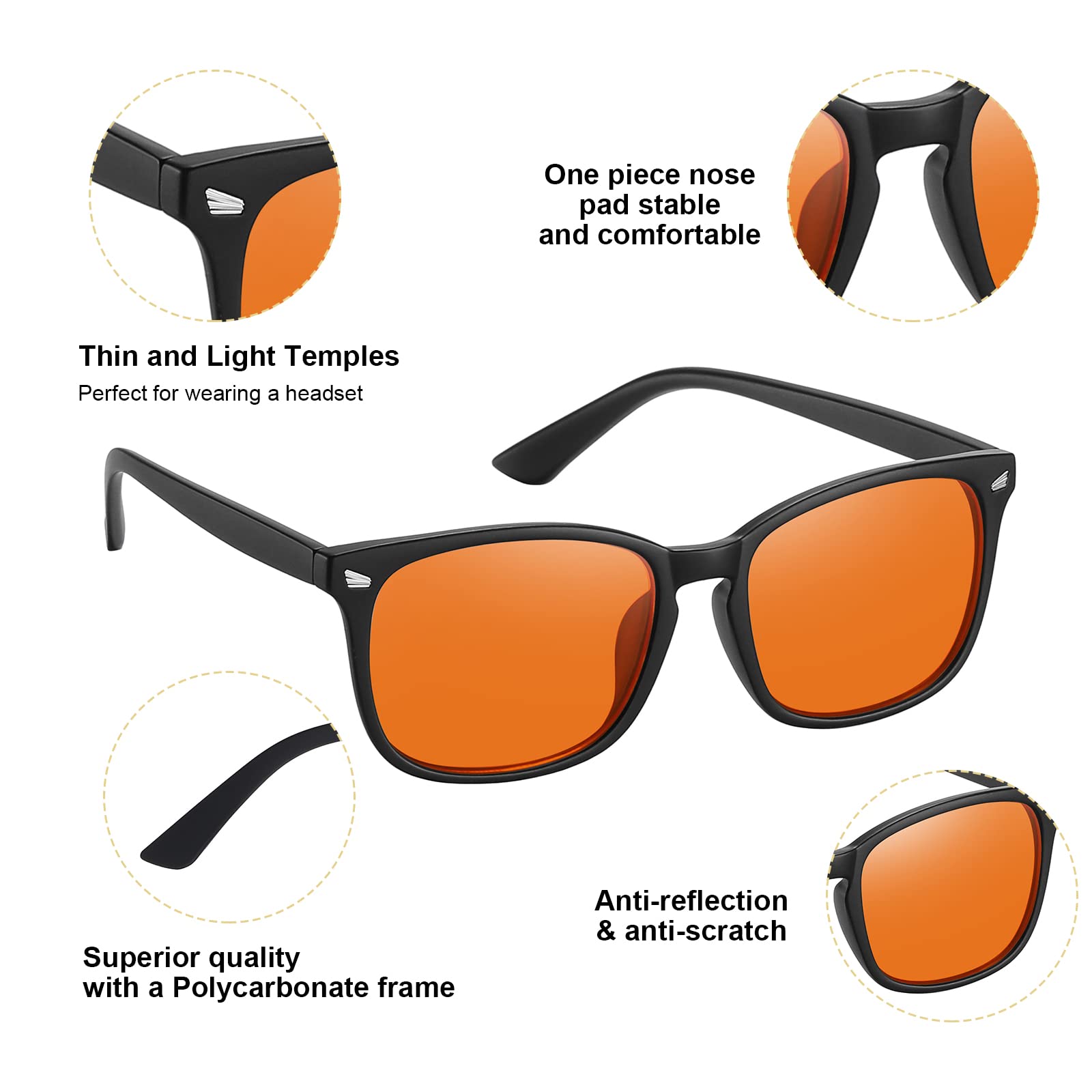 Okany Blue Light Blocking Gaming Glasses - Esports Computer Gamer Anti Glare UV400 Filter for Men Women Eyestrain Relief - Very Good