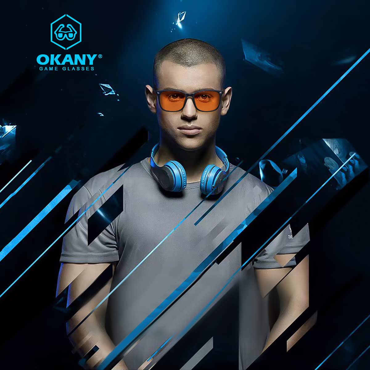 Okany Blue Light Blocking Gaming Glasses - Esports Computer Gamer Anti Glare UV400 Filter for Men Women Eyestrain Relief - Very Good