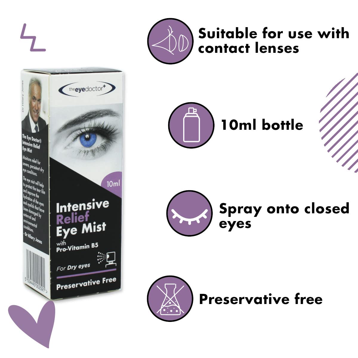The Eye Doctor Eye Mist Intensive Relief - 10ml Spray - Dry Tired Irritated Eyes - Pro-Vitamin B5 - Contact Lens Safe - Damaged Box - BBE 02/2028