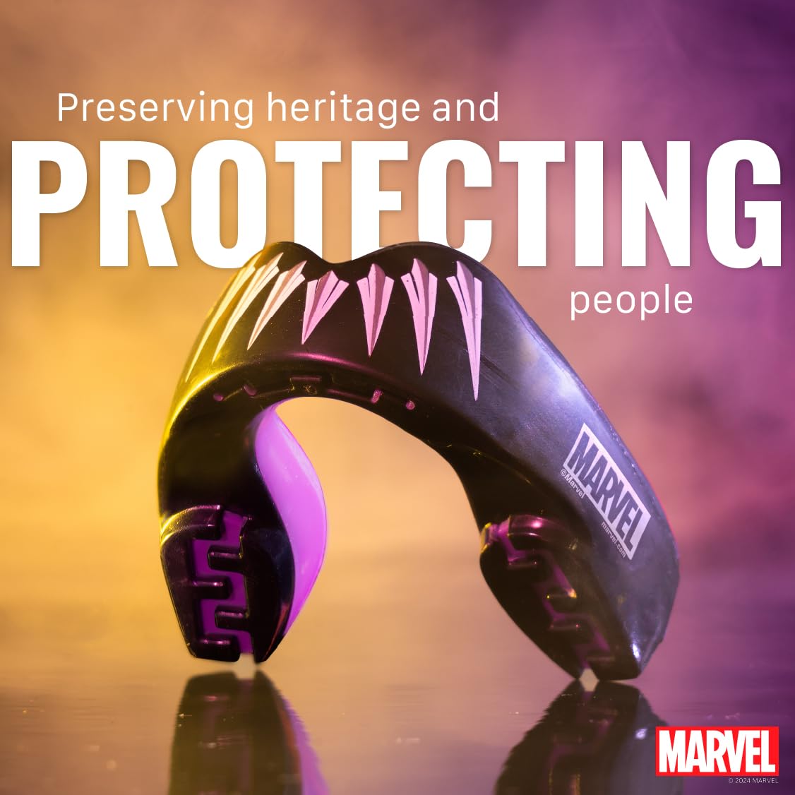 Marvel Black Panther Sports Mouthguard - Dual Layer Premium Gum Shield for Adults - Boxing MMA Rugby Martial Arts Judo with Case - Damaged Box