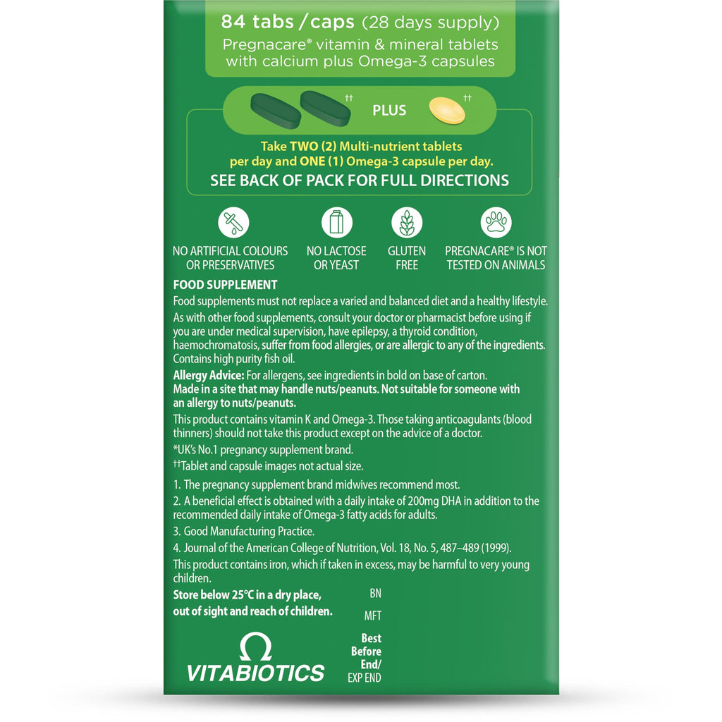 Pregnacare MAX Pregnancy Vitamins - UK's No.1 Pregnancy Brand. Greater Prenatal Care for Women, Supplement with Added Omega-3 DHA for Normal Brain and Eye Development - New - BBE 11/2027