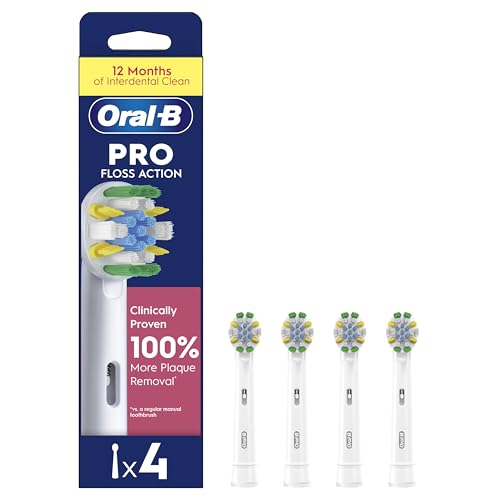 Oral-B Pro Floss Action Electric Toothbrush Heads - X-Shaped Interdental Bristles - 4 Pack Replacement Brush Heads - New