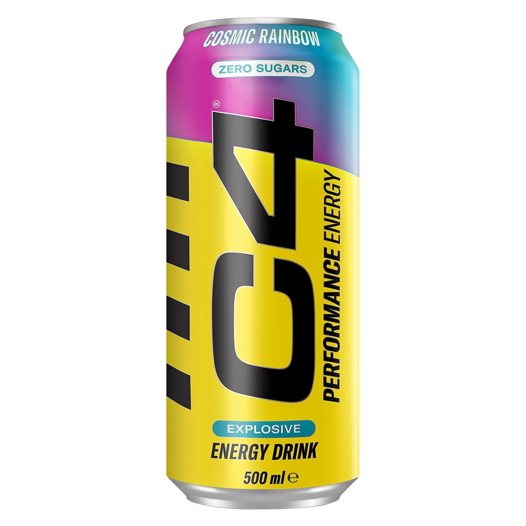 C4 Performance Energy Drink Cosmic Rainbow 500ml - 12 Pack - Sugar Free 160mg Caffeine Taurine Betaine - Low Calorie Fizzy Drink - Damaged Box - BBE 06/2027