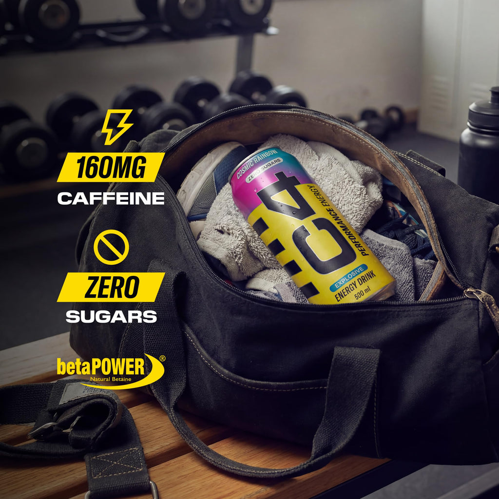 C4 Performance Energy Drink Cosmic Rainbow 500ml - 12 Pack - Sugar Free 160mg Caffeine Taurine Betaine - Low Calorie Fizzy Drink - Damaged Box - BBE 06/2027
