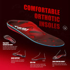 VALSOLE Orthotic Arch Support Insoles for Plantar Fasciitis Flat Feet Heel Pain - UK 12 Red Black - New