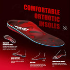 VALSOLE Orthotic Arch Support Insoles for Plantar Fasciitis Flat Feet Heel Pain - UK 12 Red Black - New