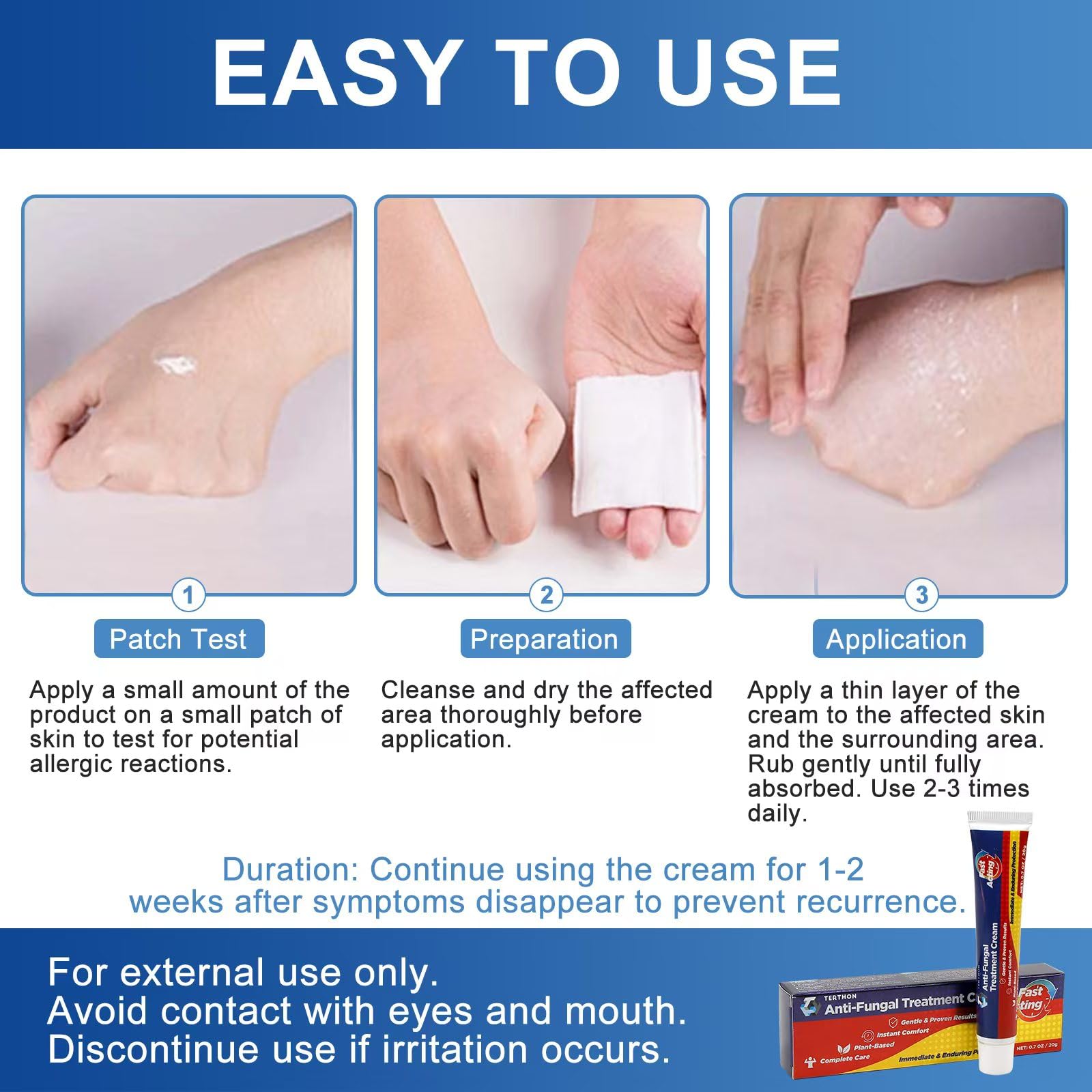 Terthon Herbal Antifungal Cream - Ringworm, Jock Itch, Athlete's Foot Treatment - Fungal Skin Infection Relief 20g 1 Pack - New - BBE 03/2028