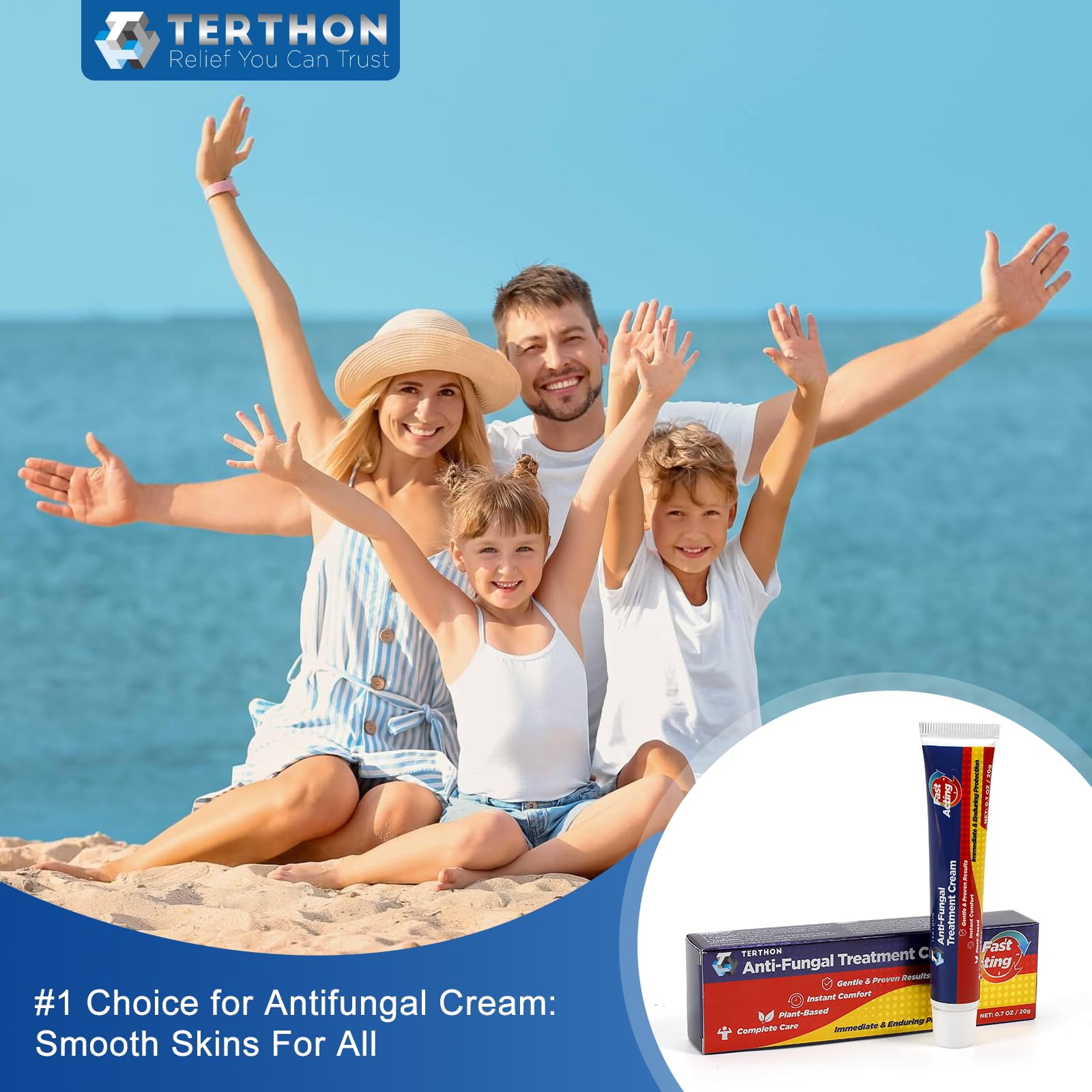 Terthon Herbal Antifungal Cream - Ringworm, Jock Itch, Athlete's Foot Treatment - Fungal Skin Infection Relief 20g 1 Pack - New - BBE 03/2028