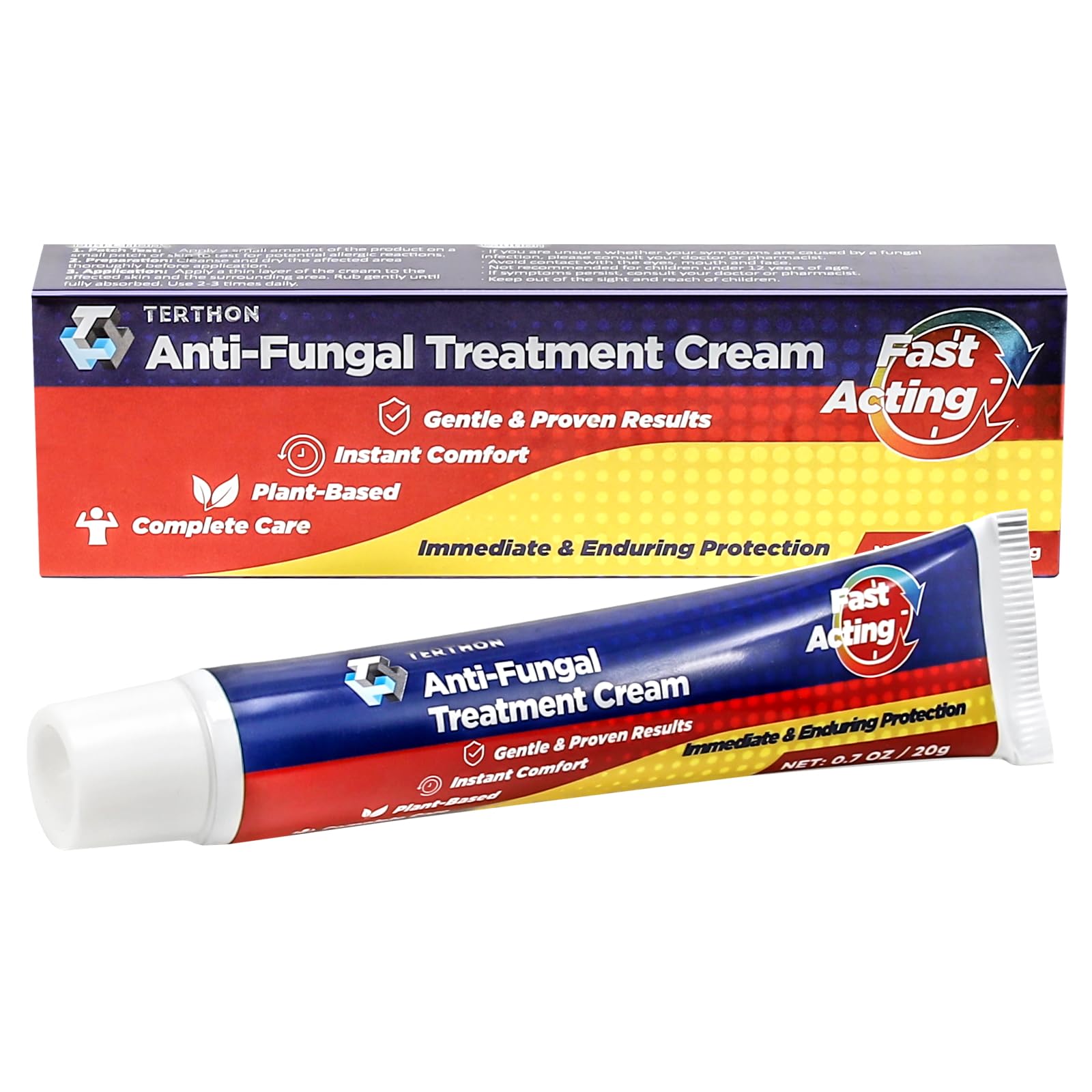 Terthon Herbal Antifungal Cream - Ringworm, Jock Itch, Athlete's Foot Treatment - Fungal Skin Infection Relief 20g 1 Pack - New - BBE 03/2028