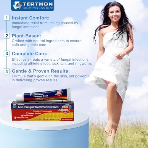 Terthon Herbal Antifungal Cream - Ringworm, Jock Itch, Athlete's Foot Treatment - Fungal Skin Infection Relief 20g 1 Pack - New - BBE 03/2028