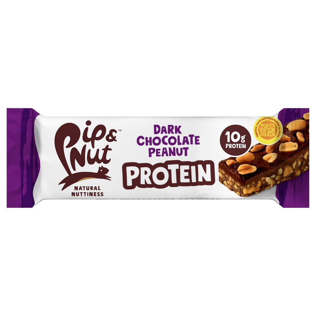 Pip & Nut Protein Bars - Dark Chocolate Peanut - High Protein Snack Bar - 15 x 46g Pack - Damaged Box - BBE 09/2026