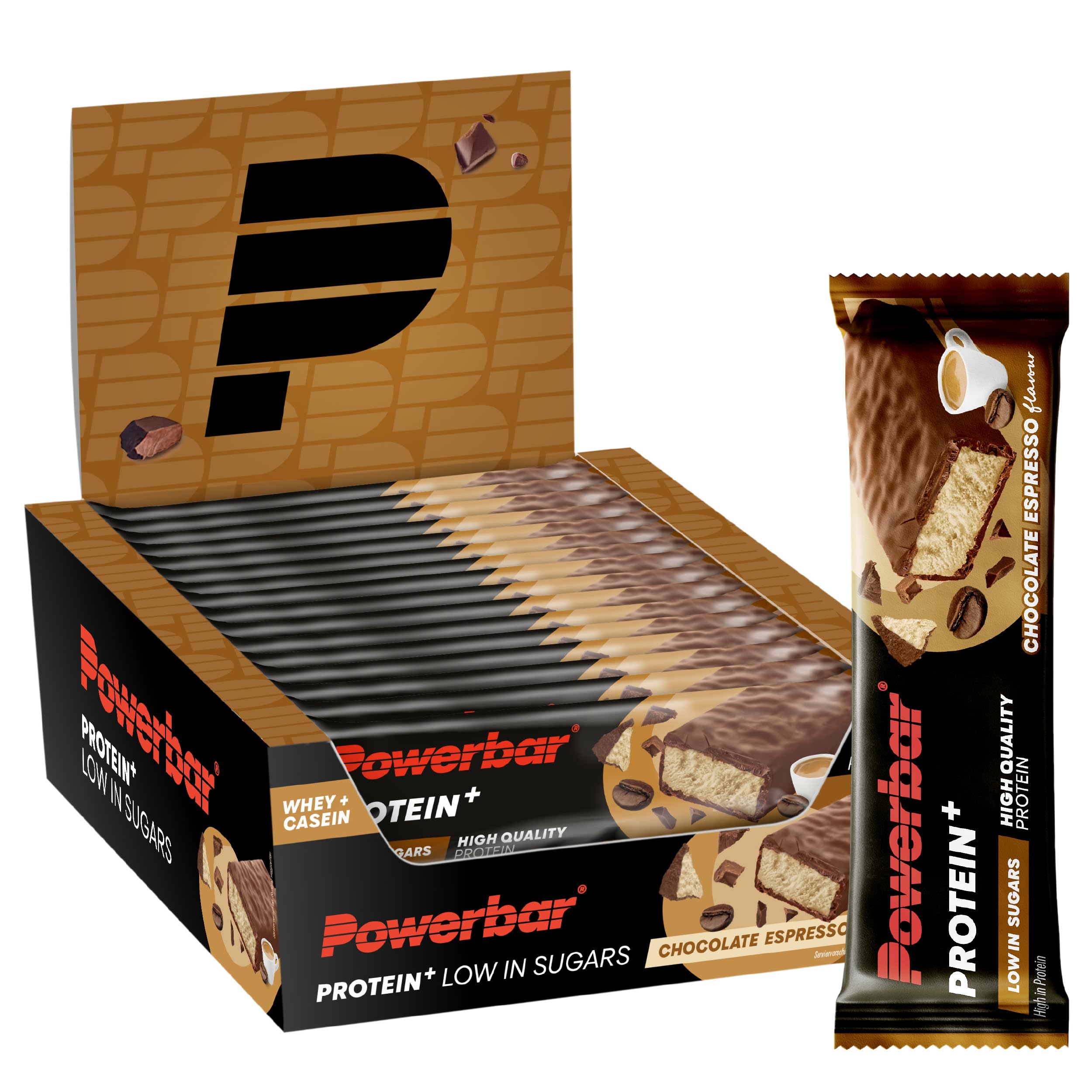 Powerbar Protein Plus Bars - Chocolate Espresso - 16x35g - High Protein Low Sugar Palm Oil Free Snack Bar - New - BBE 04/2026