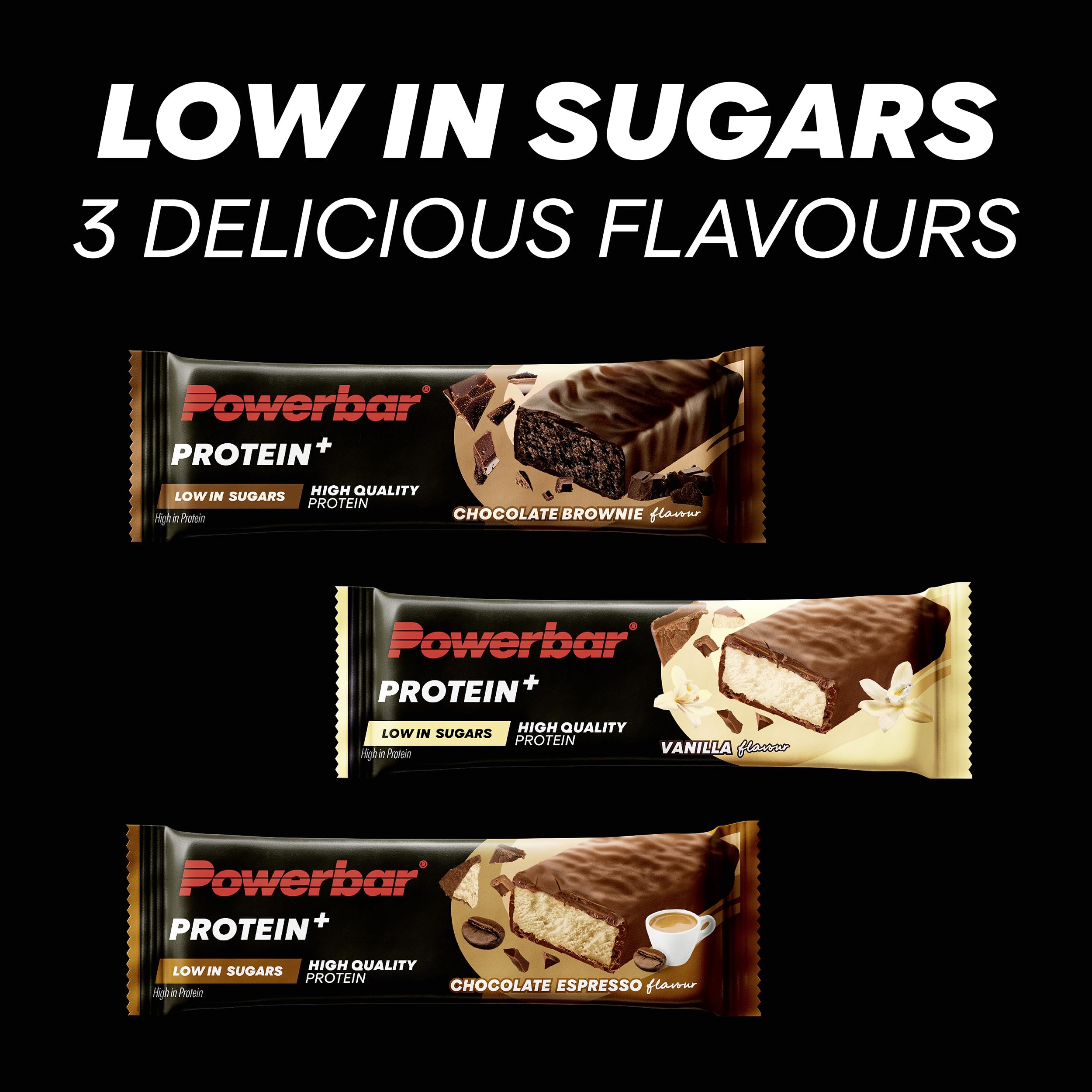 Powerbar Protein Plus Bars - Chocolate Espresso - 16x35g - High Protein Low Sugar Palm Oil Free Snack Bar - New - BBE 04/2026
