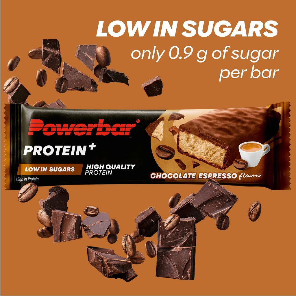 Powerbar Protein Plus Bars - Chocolate Espresso - 16x35g - High Protein Low Sugar Palm Oil Free Snack Bar - New - BBE 04/2026