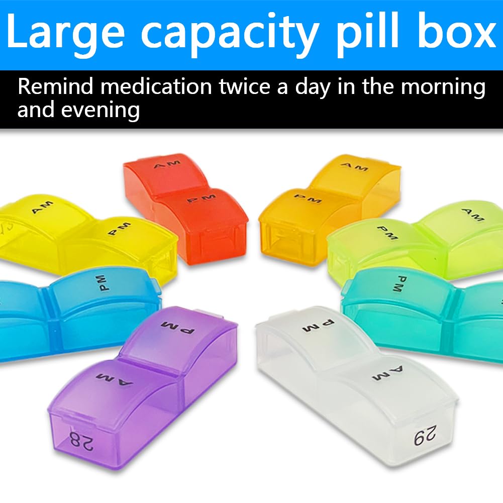 Liujiami Monthly Pill Box Organiser - 31 Day AM PM Pill Dispenser - 32 Compartments - Medication Vitamin Supplement Case - Damaged Box