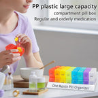 Liujiami Monthly Pill Box Organiser - 31 Day AM PM Pill Dispenser - 32 Compartments - Medication Vitamin Supplement Case - Damaged Box
