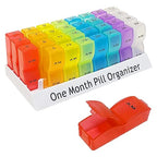 Liujiami Monthly Pill Box Organiser - 31 Day AM PM Pill Dispenser - 32 Compartments - Medication Vitamin Supplement Case - Damaged Box