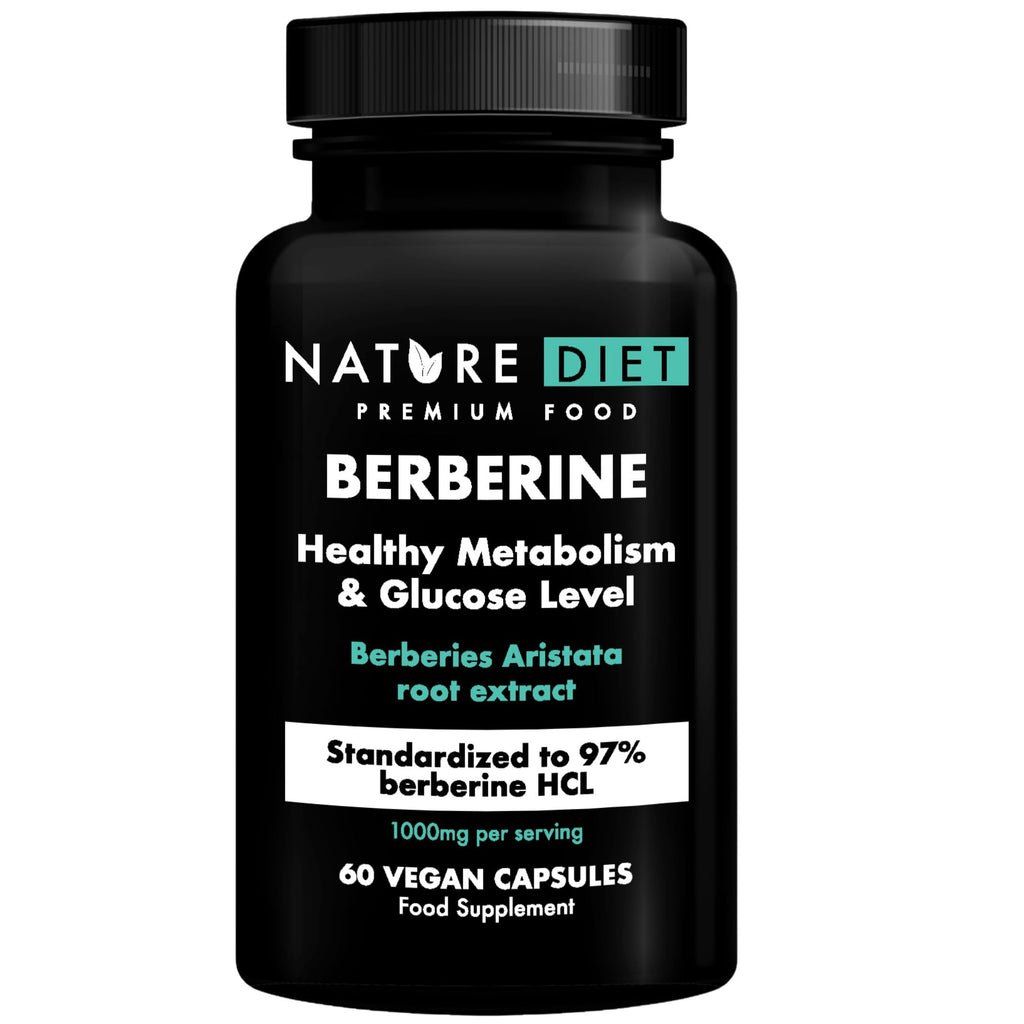 Nature Diet Berberine, 1000 mg Berberine HCL per Serving, 60 Vegan Capsules - Damaged Box - BBE 07/2026