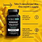Nature Diet Berberine, 1000 mg Berberine HCL per Serving, 60 Vegan Capsules - Damaged Box - BBE 07/2026