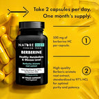 Nature Diet Berberine, 1000 mg Berberine HCL per Serving, 60 Vegan Capsules - Damaged Box - BBE 07/2026