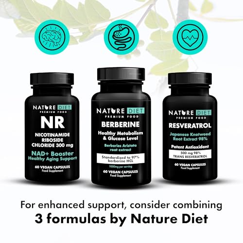 Nature Diet Berberine, 1000 mg Berberine HCL per Serving, 60 Vegan Capsules - Damaged Box - BBE 07/2026
