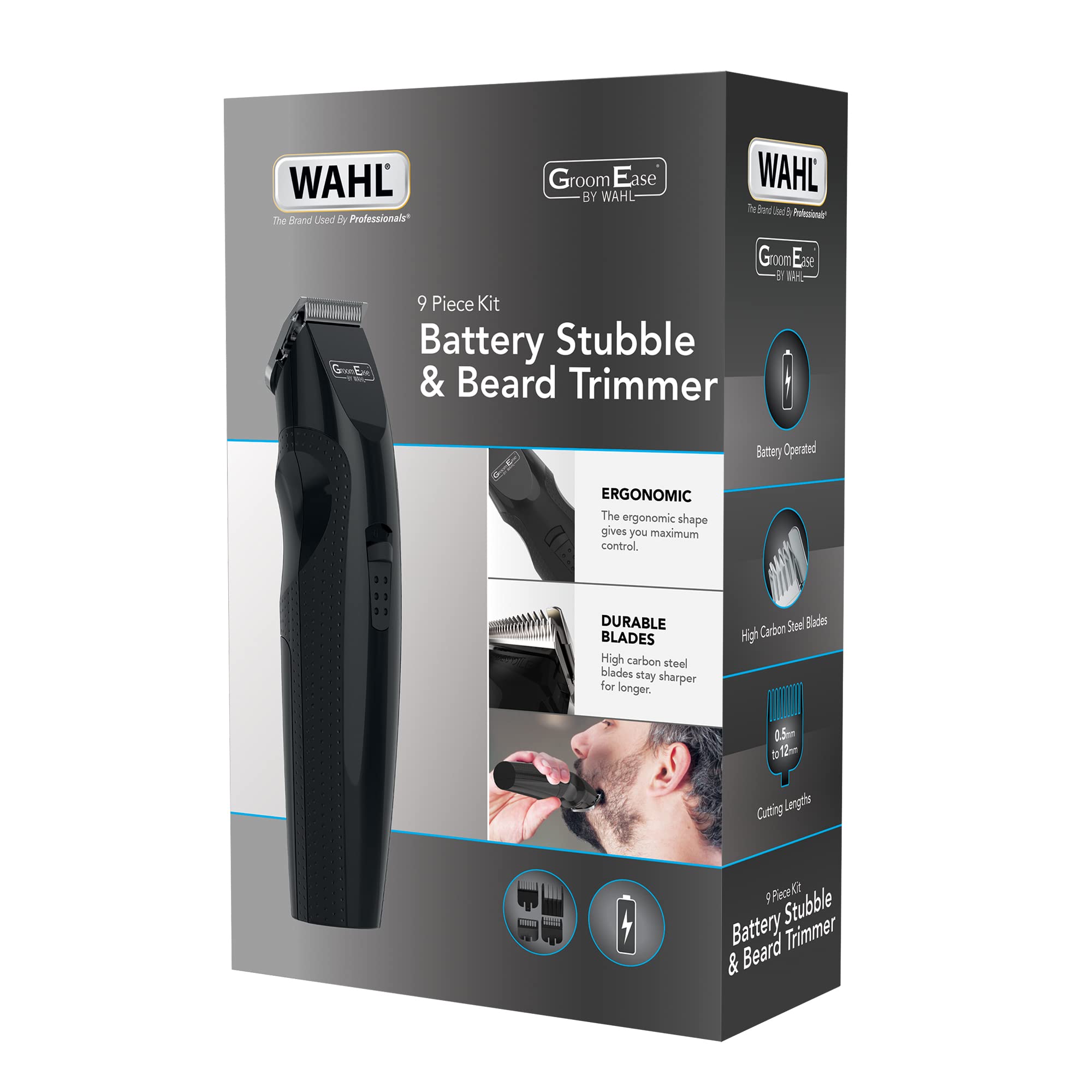 Wahl GroomEase Battery Stubble & Beard Trimmer - Cordless Facial Hair Grooming Tool for Men - Travel Friendly - Damaged Box