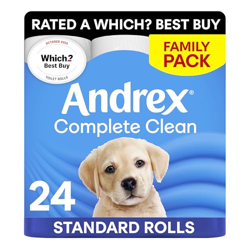 Andrex Complete Clean Toilet Roll - 24 Rolls, 3-Ply, Bulk Pack, FSC Certified Toilet Paper - Damaged Box