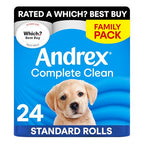 Andrex Complete Clean Toilet Roll - 24 Rolls, 3-Ply, Bulk Pack, FSC Certified Toilet Paper - Damaged Box