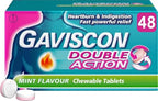 Gaviscon Double Action Chewable Tablets - Mint Flavour - 48 Tablets - Heartburn Indigestion Relief - Damaged Box - BBE 02/2028