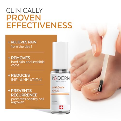 Poderm Emollient Ingrown Toenail Treatment - Swiss-Made Nail Softener for Thick Curved Nails - Pain Relief, Callus Softener - Damaged Box - BBE 03/2029