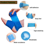 ANAMPION Self Adhesive Bandage 12 Rolls - 5cm x 4.5m Blue Cohesive Sports Tape Elastic Wrap for First Aid - Damaged Box