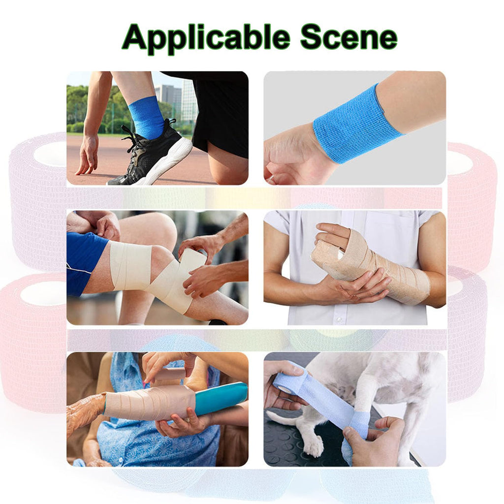 ANAMPION Self Adhesive Bandage 12 Rolls - 5cm x 4.5m Blue Cohesive Sports Tape Elastic Wrap for First Aid - Damaged Box