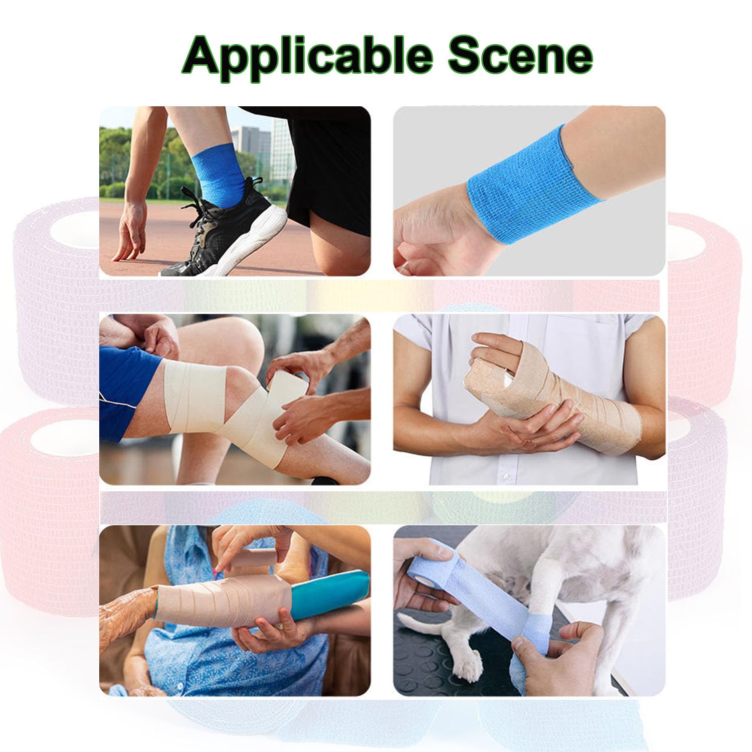 ANAMPION Self Adhesive Bandage 12 Rolls - 5cm x 4.5m Blue Cohesive Sports Tape Elastic Wrap for First Aid - Damaged Box