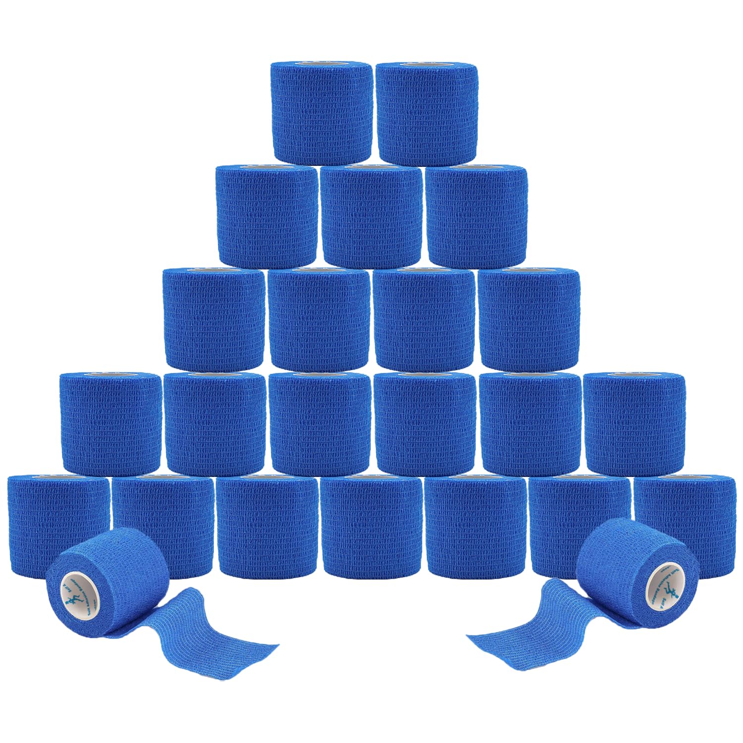 ANAMPION Self Adhesive Bandage 12 Rolls - 5cm x 4.5m Blue Cohesive Sports Tape Elastic Wrap for First Aid - Damaged Box