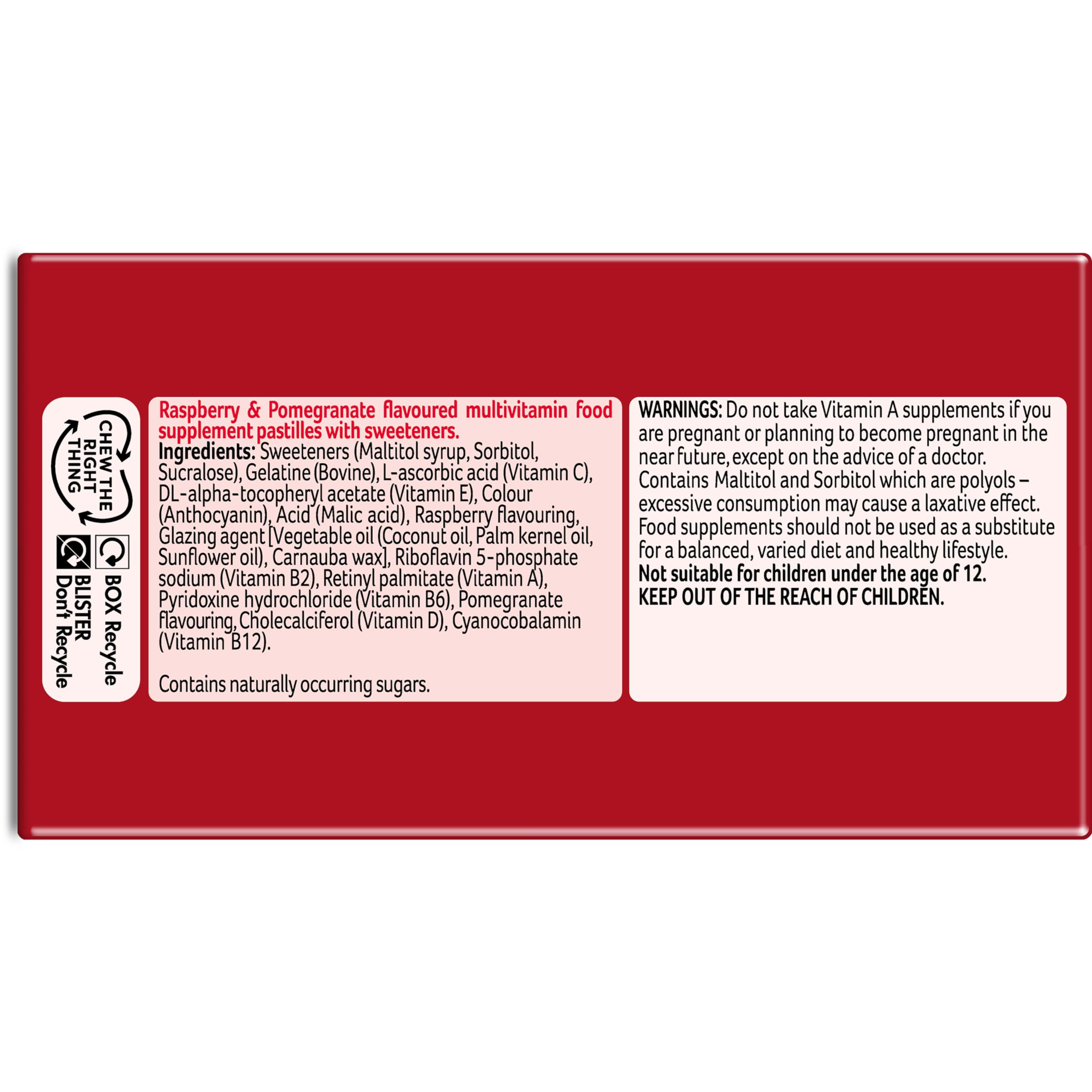 Bassetts Vitamins Adult Multivitamins - Raspberry & Pomegranate 60 Gummies - Immune Support Supplement - Damaged Box - BBE 07/2027