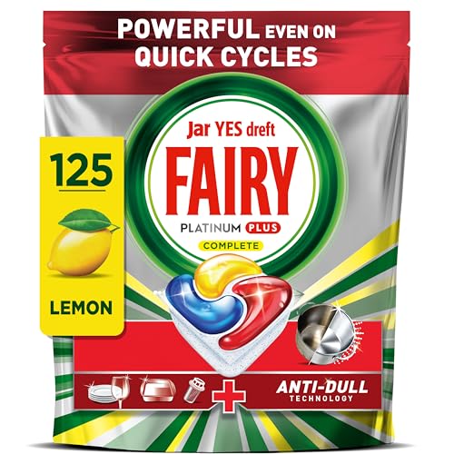 Fairy Platinum Plus All in One Dishwasher Tablets - Lemon Scent - 125 Count Dishwasher Detergent Pods - Like New